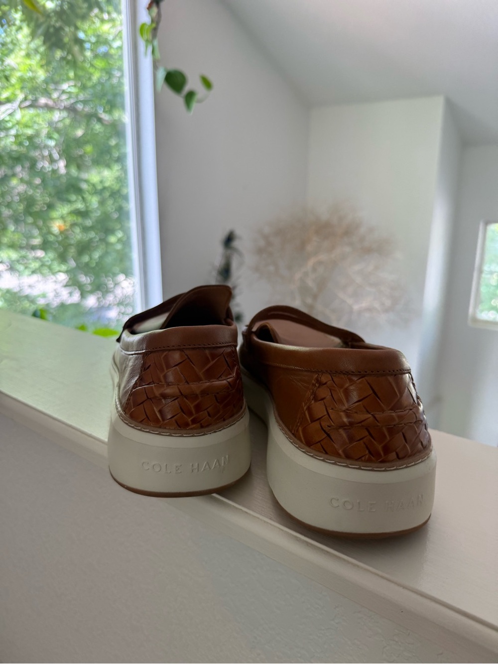 Cole Haan Brown Woven Leather Slip-On Sneakers
